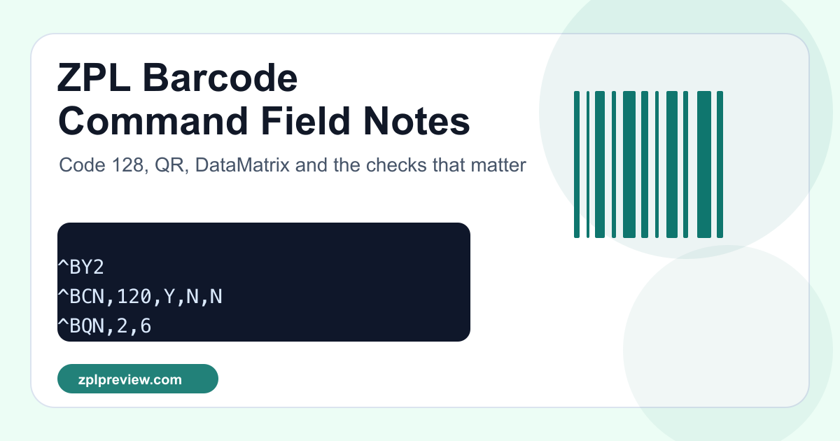 ZPL Barcode Commands: Code 128, QR Code, Code 39 and DataMatrix cover