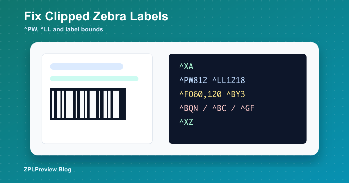Zebra label clipped because of ZPL width and length settings